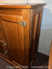 MaxSold Auction: White Clad Solid Oak 3-Door Cabinet with Brass Hardware BS1 - Richland Township (Pennsylvania, USA) PARTNER MANAGED Moving Online Auction - Winterthur Lane