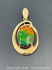 MaxSold Auction: 14K Gold Ammolite Gemstone Pendant 2.76G - Maxsold Signature - Discover collectibles, antiques, fine art and more