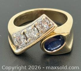 MaxSold Auction: 14K Gold Diamond & Blue Sapphire Bypass Ring With Appraisal 9.37G Size 7.5 - Maxsold Signature - Discover collectibles, antiques, fine art and more