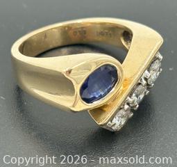 MaxSold Auction: 14K Gold Diamond & Blue Sapphire Bypass Ring With Appraisal 9.37G Size 7.5 - Maxsold Signature - Discover collectibles, antiques, fine art and more