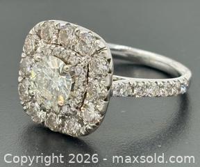 MaxSold Auction: 14K White Gold Cushion-Cut Double Halo Diamond Ring 3.0Ctw With Appraisal 6.22G Size 7 - Maxsold Signature - Discover collectibles, antiques, fine art and more