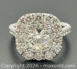 MaxSold Auction: 14K White Gold Cushion-Cut Double Halo Diamond Ring 3.0Ctw With Appraisal 6.22G Size 7 - Maxsold Signature - Discover collectibles, antiques, fine art and more