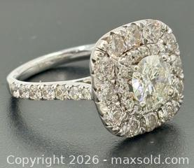 MaxSold Auction: 14K White Gold Cushion-Cut Double Halo Diamond Ring 3.0Ctw With Appraisal 6.22G Size 7 - Maxsold Signature - Discover collectibles, antiques, fine art and more
