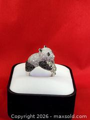 MaxSold Auction: 14K White Gold Panda Ring With Black Diamonds And Sapphires - Maxsold Signature - Discover collectibles, antiques, fine art and more