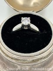MaxSold Auction: 14K White Gold Round Brilliant-Cut Diamond Solitaire Engagement Ring Size 5.5 - Maxsold Signature - Discover collectibles, antiques, fine art and more