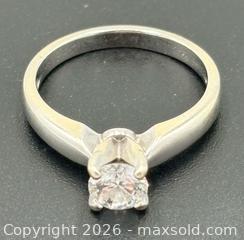 MaxSold Auction: 14K White Gold Round Brilliant-Cut Diamond Solitaire Engagement Ring Size 5.5 - Maxsold Signature - Discover collectibles, antiques, fine art and more