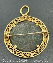 MaxSold Auction: Ancient Byzantine Bronze Coin Set Into 18K Gold Bezel 9.25G - Maxsold Signature - Discover collectibles, antiques, fine art and more