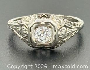MaxSold Auction: Antique Art Deco Birks 18K Gold Diamond Engagement Ring - Maxsold Signature - Discover collectibles, antiques, fine art and more