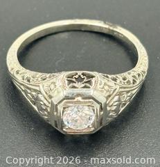 MaxSold Auction: Antique Art Deco Birks 18K Gold Diamond Engagement Ring - Maxsold Signature - Discover collectibles, antiques, fine art and more