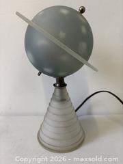 MaxSold Auction: Authentic 1939 World'S Fair Blue Hued Houze Glass Iconic Art Deco Modernist "Saturn Lamp" - Maxsold Signature - Discover collectibles, antiques, fine art and more
