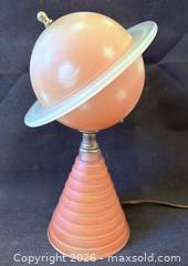 MaxSold Auction: Authentic 1939 World'S Fair Pink Hued Houze Glass Iconic Art Deco Modernist "Saturn Lamp" - Maxsold Signature - Discover collectibles, antiques, fine art and more