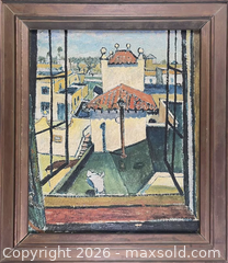 MaxSold Auction: Beautiful Oil On Canvas By Richard Lionel Merrick Studio Window Florida Artist - Maxsold Signature - Discover collectibles, antiques, fine art and more