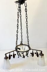 MaxSold Auction: C.1920 French Art Deco Wrought Iron Plafonier Ceiling Lamp Four Light Fixture - Maxsold Signature - Discover collectibles, antiques, fine art and more