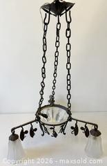 MaxSold Auction: C.1920 French Art Deco Wrought Iron Plafonier Ceiling Lamp Four Light Fixture - Maxsold Signature - Discover collectibles, antiques, fine art and more