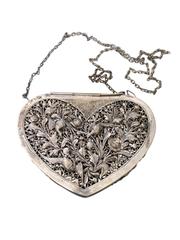 MaxSold Auction: Chinese Antique Silver Filigree Heart-Shaped Purse 300G - Maxsold Signature - Discover collectibles, antiques, fine art and more