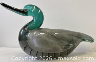 MaxSold Auction: Large Murano V Nason Teal + Grey Fumato Art Glass Duck Sculpture - Maxsold Signature - Discover collectibles, antiques, fine art and more