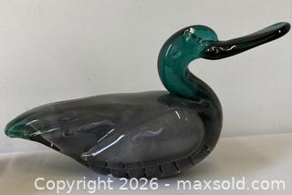 MaxSold Auction: Large Murano V Nason Teal + Grey Fumato Art Glass Duck Sculpture - Maxsold Signature - Discover collectibles, antiques, fine art and more