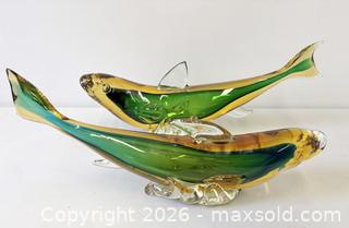 MaxSold Auction: Large One Of A Kind Pair C.1960'S Murano Seguso Sommerso Glass Piscean Life Size Fish Art Glass Sculptures  - Maxsold Signature - Discover collectibles, antiques, fine art and more