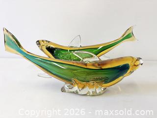 MaxSold Auction: Large One Of A Kind Pair C.1960'S Murano Seguso Sommerso Glass Piscean Life Size Fish Art Glass Sculptures  - Maxsold Signature - Discover collectibles, antiques, fine art and more