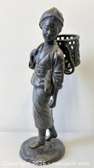 MaxSold Auction:  Meiji Era (1868-1912) Japanese Bronze Sculpture Lady In Kimono Walking With Basket - Maxsold Signature - Discover collectibles, antiques, fine art and more