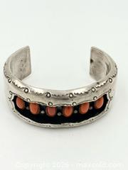 MaxSold Auction: Navajo Sterling Silver Coral Shadowbox Cuff 54.92G - Maxsold Signature - Discover collectibles, antiques, fine art and more