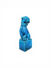 MaxSold Auction: Pair Of Chinese Turquoise-Glazed Porcelain Foo Dog (Guardian Lion) Statues 16" - Maxsold Signature - Discover collectibles, antiques, fine art and more
