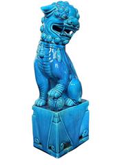 MaxSold Auction: Pair Of Chinese Turquoise-Glazed Porcelain Foo Dog (Guardian Lion) Statues 16" - Maxsold Signature - Discover collectibles, antiques, fine art and more
