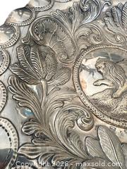MaxSold Auction: Portuguese Silver Hand-Wrought 12" Sideboard Tray Lion Motif Porto .833 Silver Hallmarks 473G - Maxsold Signature - Discover collectibles, antiques, fine art and more