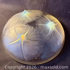 MaxSold Auction: Rene Lalique Volubilis Yellow Amber Opalescent Glass Morning Glory Bowl - Maxsold Signature - Discover collectibles, antiques, fine art and more
