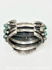 MaxSold Auction: Sterling Silver Navajo Turquoise Cluster Cuff Bracelet By Cecil Sanders 196G - Maxsold Signature - Discover collectibles, antiques, fine art and more