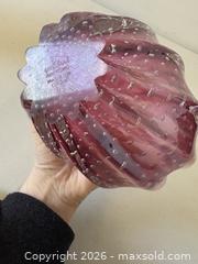 MaxSold Auction: Venini Murano Signed Pink Fingers Rim Italian Art Glass Sculptural Flower Vase - Maxsold Signature - Discover collectibles, antiques, fine art and more