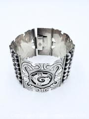 MaxSold Auction: Vintage Mexican Sterling Silver Panel Bracelet 53.3G - Maxsold Signature - Discover collectibles, antiques, fine art and more