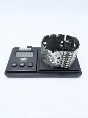 MaxSold Auction: Vintage Mexican Sterling Silver Panel Bracelet 53.3G - Maxsold Signature - Discover collectibles, antiques, fine art and more