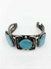 MaxSold Auction: Vintage Navajo (Diné) Turquoise Row Cuff Bracelet 72G - Maxsold Signature - Discover collectibles, antiques, fine art and more