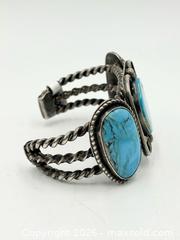 MaxSold Auction: Vintage Navajo (Diné) Turquoise Row Cuff Bracelet 72G - Maxsold Signature - Discover collectibles, antiques, fine art and more