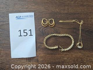 MaxSold Auction: 10kt Bracelet, Pendant Necklace with Chain & Hoop Earrings - Los Angeles (California, USA) PARTNER MANAGED Moving Online Auction - West 36th Street (CONDO)