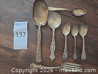 MaxSold Auction: Assorted Vintage Sterling Silver Flatware Set, 7 Pieces - Los Angeles (California, USA) PARTNER MANAGED Moving Online Auction - West 36th Street (CONDO)
