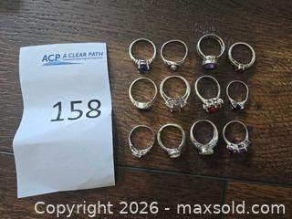 MaxSold Auction: Lot of 12 Sterling Silver Rings with Mixed Gemstone Colors - Los Angeles (California, USA) PARTNER MANAGED Moving Online Auction - West 36th Street (CONDO)