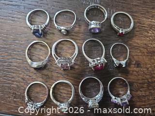 MaxSold Auction: Lot of 12 Sterling Silver Rings with Mixed Gemstone Colors - Los Angeles (California, USA) PARTNER MANAGED Moving Online Auction - West 36th Street (CONDO)