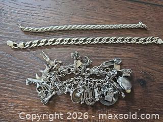 MaxSold Auction: Lot of 3 Sterling Silver Charm & Chain Bracelets - Los Angeles (California, USA) PARTNER MANAGED Moving Online Auction - West 36th Street (CONDO)