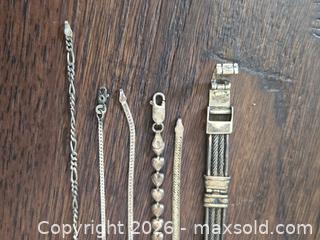 MaxSold Auction: Lot of 6 Sterling Silver Bracelets and Chains (925) - Los Angeles (California, USA) PARTNER MANAGED Moving Online Auction - West 36th Street (CONDO)