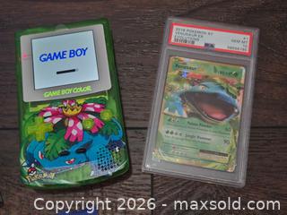 MaxSold Auction: Nintendo Game Boy Color Transparent Green with PSA Venusaur EX & Box - Los Angeles (California, USA) PARTNER MANAGED Moving Online Auction - West 36th Street (CONDO)