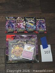 MaxSold Auction: Pokémon Scarlet & Violet Paldean Fates Packs (4) - Los Angeles (California, USA) PARTNER MANAGED Moving Online Auction - West 36th Street (CONDO)