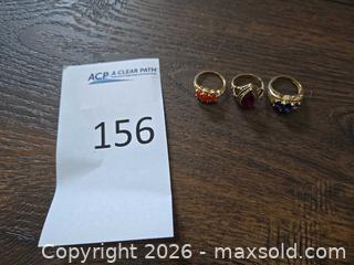 MaxSold Auction: Set of 3 14kt Gold Rings with Various Gemstones - Los Angeles (California, USA) PARTNER MANAGED Moving Online Auction - West 36th Street (CONDO)