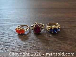MaxSold Auction: Set of 3 14kt Gold Rings with Various Gemstones - Los Angeles (California, USA) PARTNER MANAGED Moving Online Auction - West 36th Street (CONDO)