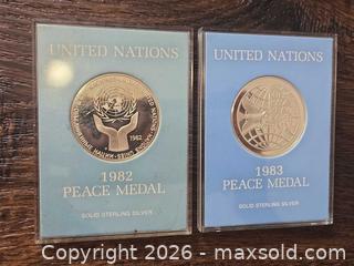 MaxSold Auction: United Nations Solid Sterling Silver Medal (1982–1983) - Los Angeles (California, USA) PARTNER MANAGED Moving Online Auction - West 36th Street (CONDO)