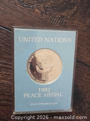 MaxSold Auction: United Nations Solid Sterling Silver Medal (1982–1983) - Los Angeles (California, USA) PARTNER MANAGED Moving Online Auction - West 36th Street (CONDO)