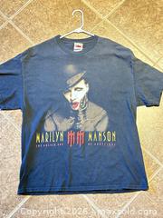 MaxSold Auction: Marilyn Manson Black T-shirt XL - Lantzville (British Columbia, Canada) SELLER MANAGED Downsizing Online Auction - Lantzville Road