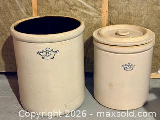 MaxSold Auction: Antique Stoneware Crock Lot – #12 & #5 w/ Blue Crown Mark - Hamilton (Ontario, Canada) SELLER MANAGED Estate Sale Online Auction - Park Street West