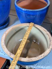 MaxSold Auction: Set of 4 Large Blue Glazed Ceramic Planters Pots - Hamilton (Ontario, Canada) SELLER MANAGED Estate Sale Online Auction - Park Street West